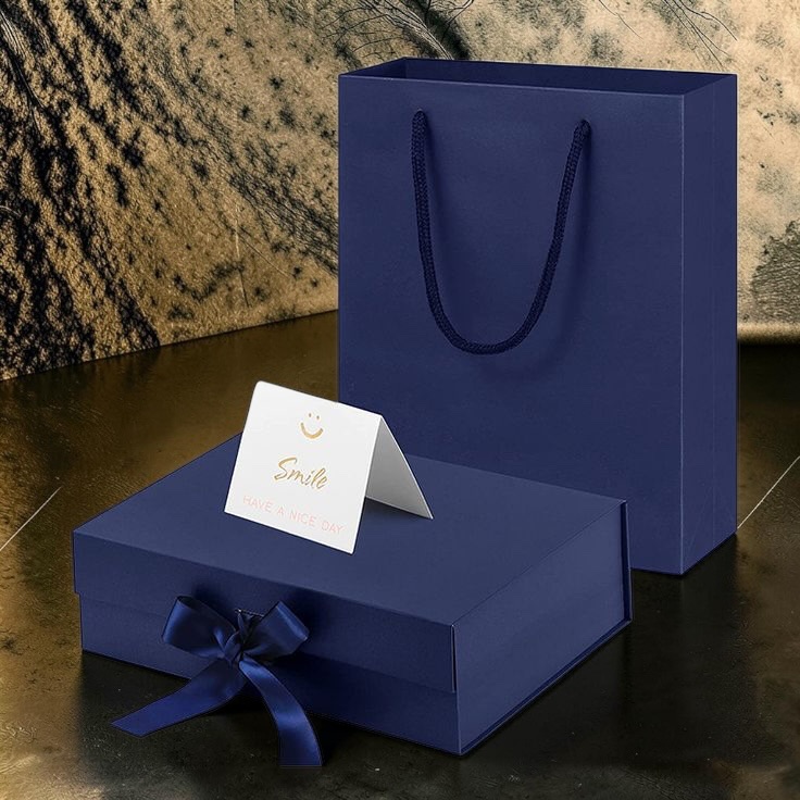 Navy Gift Bag & Box Duo
