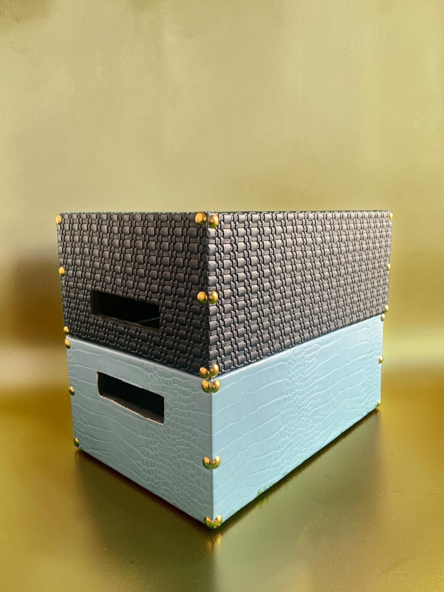 Two-Tone Studded Leather Caddy