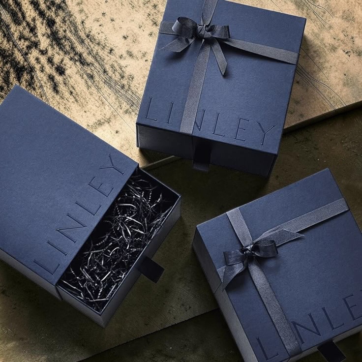 Navy Embossed Monogram Set