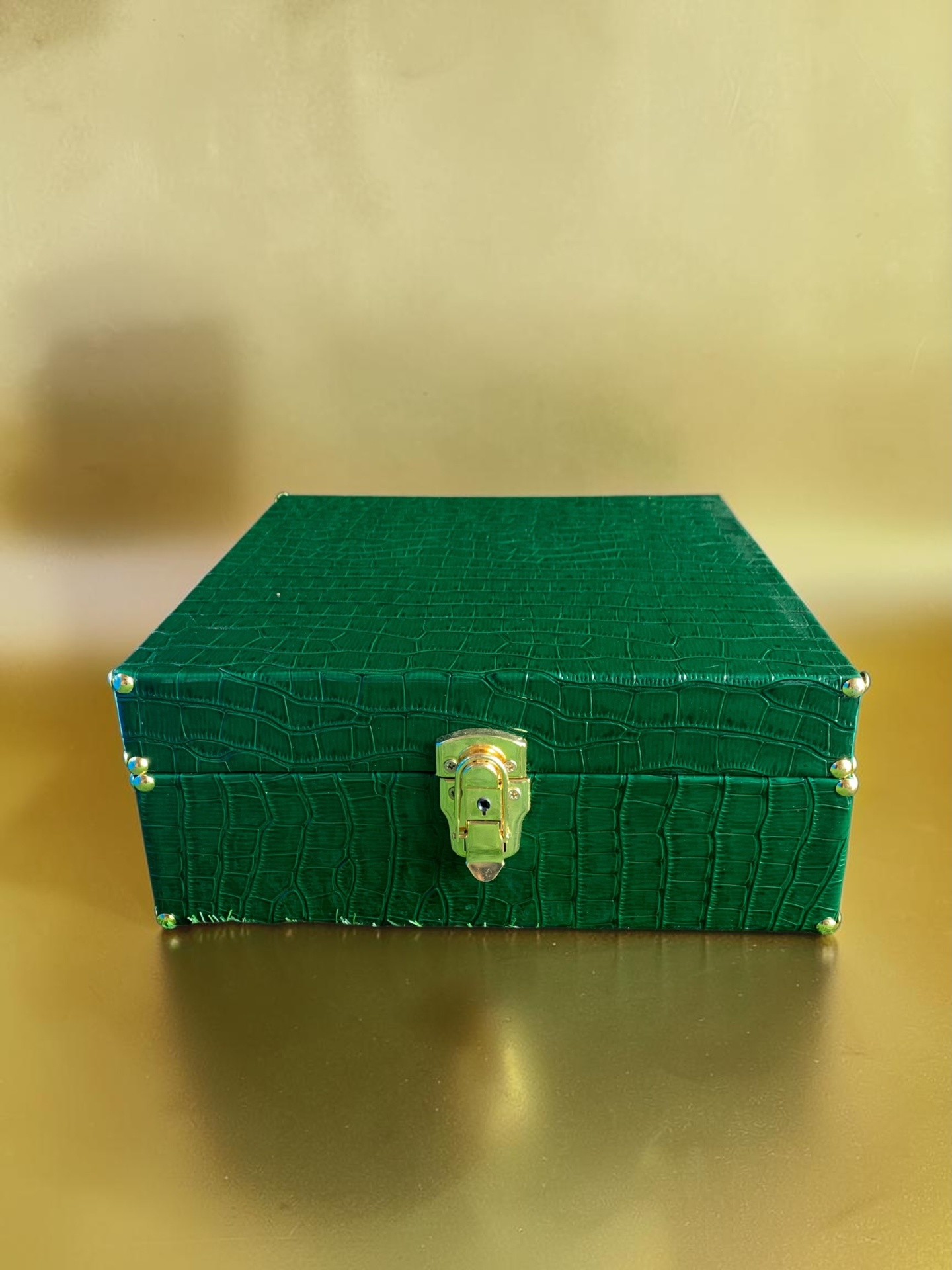 Emerald Croc Leather Trunk