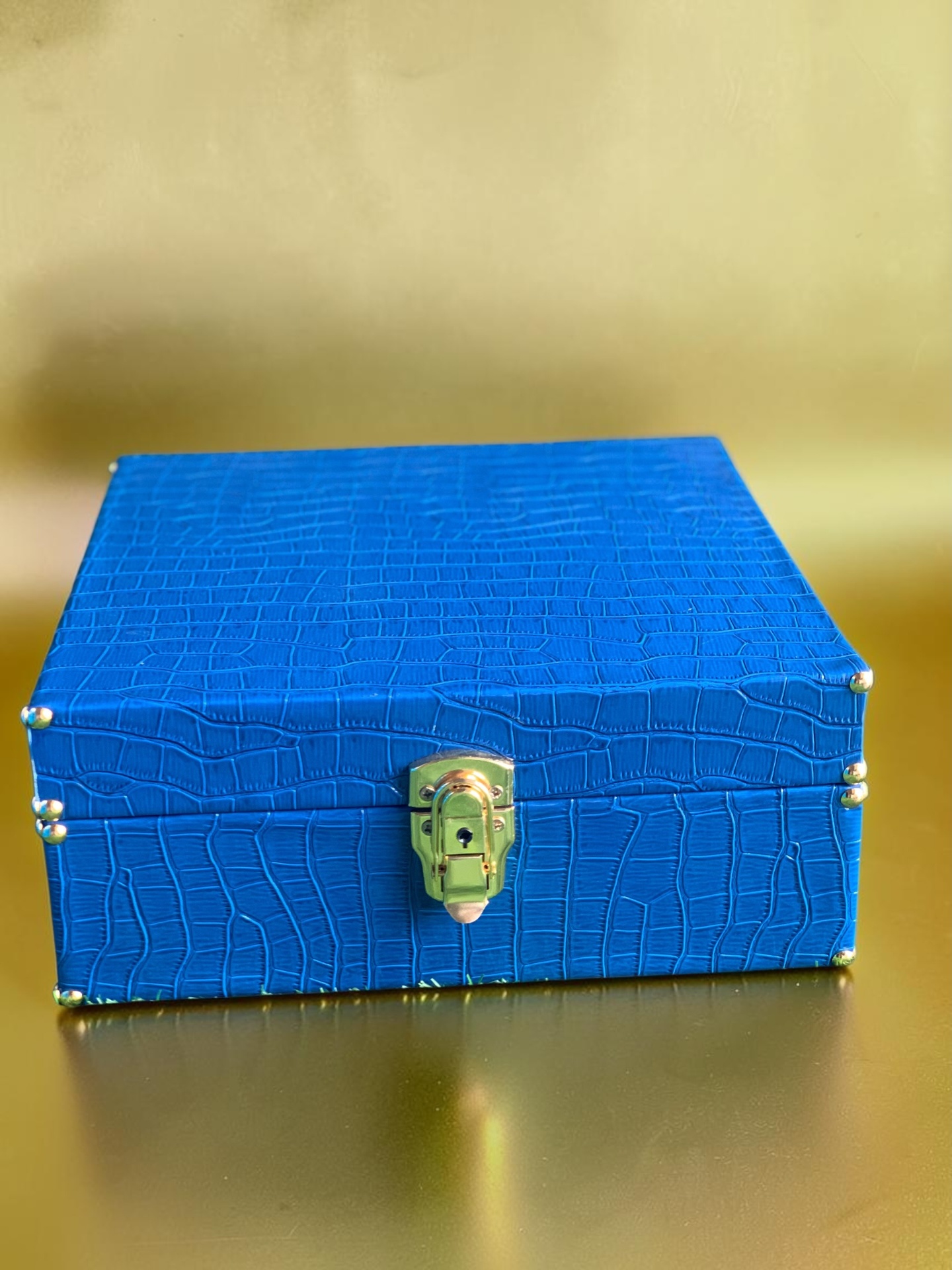 Cobalt Croc Leather Trunk