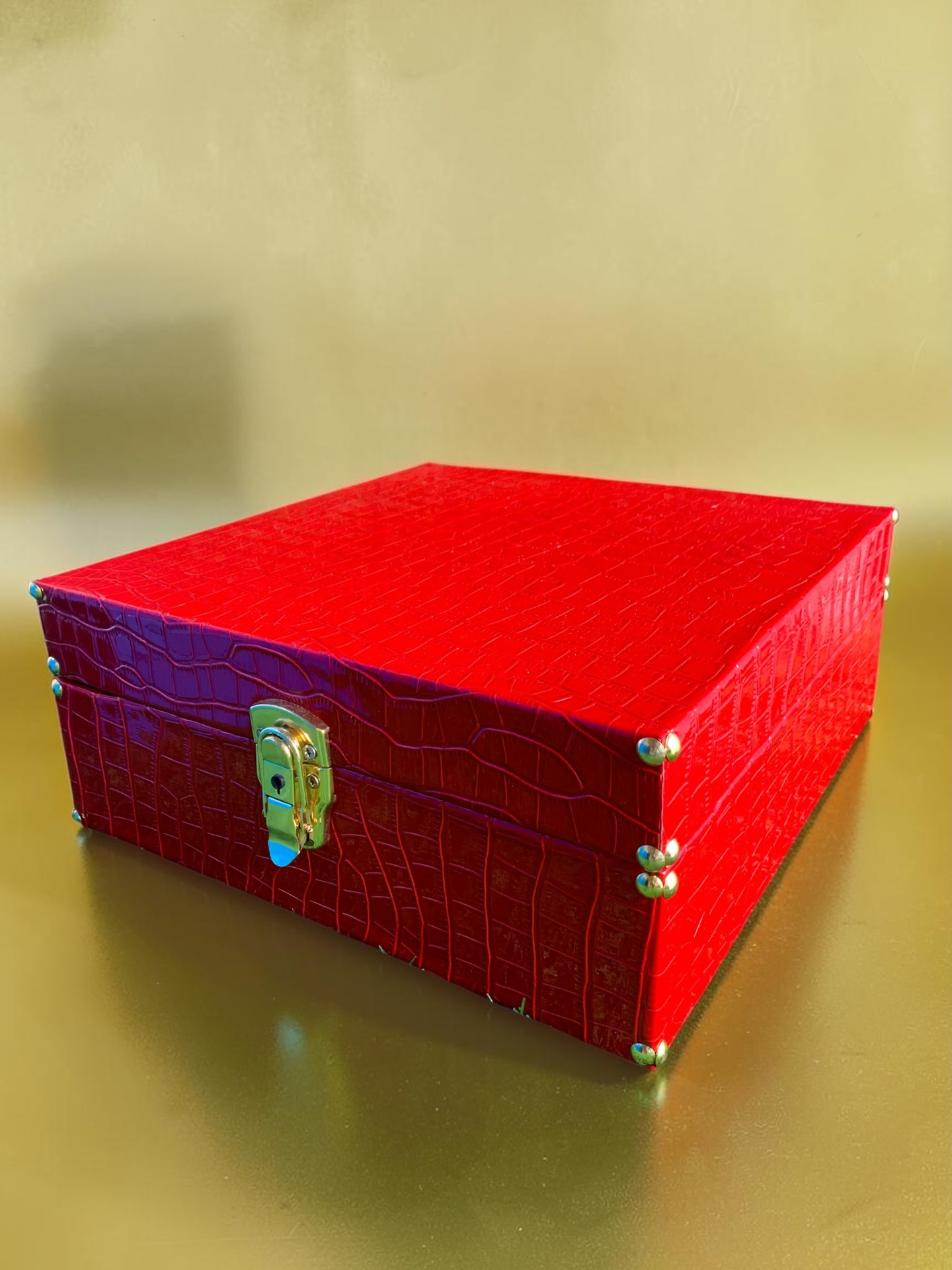 Ruby Croc Leather Trunk
