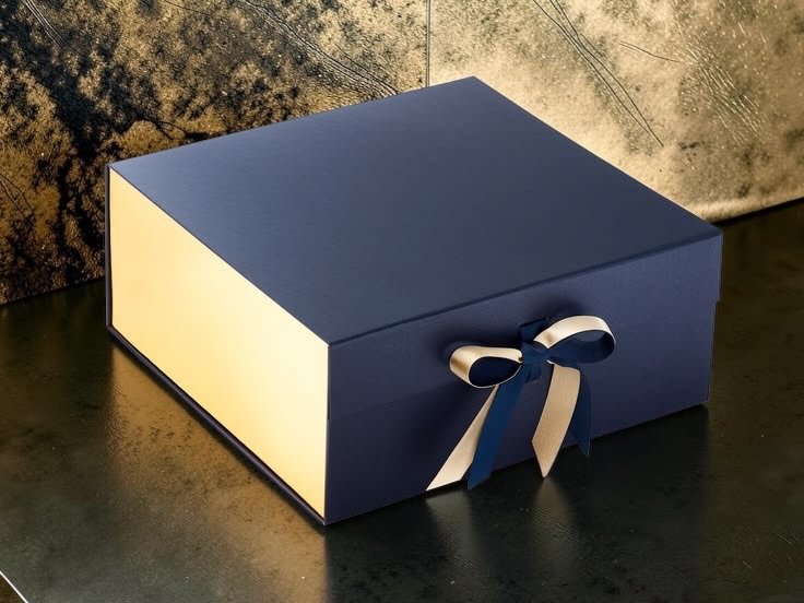 Navy Two-Tone Ribbon Box
