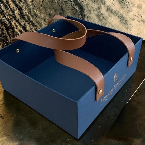 Navy Leather-Handle Caddy